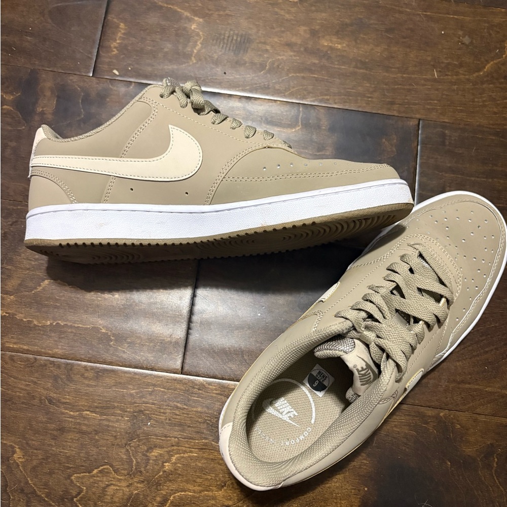Nike Low-Top Sneakers in Tan with White Swoosh